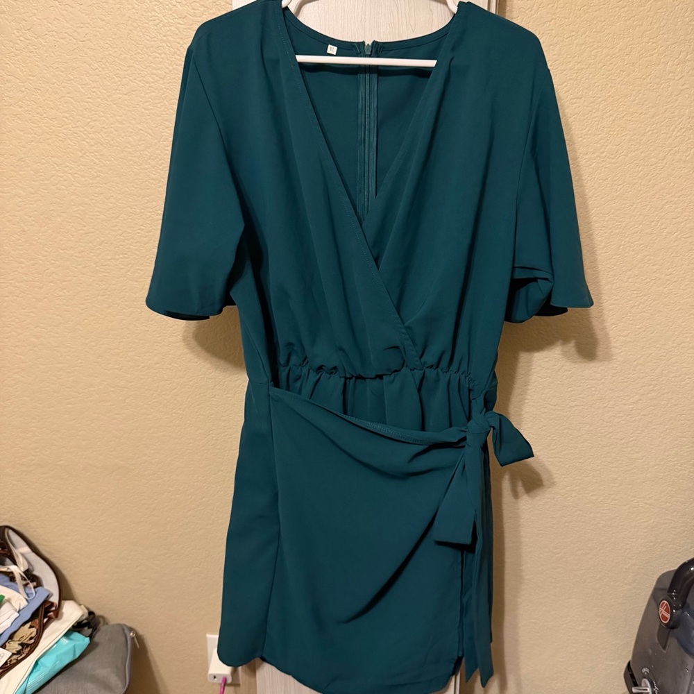 Elegant Teal Wrap Romper